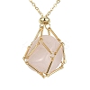 2Pcs 2 Color Brass Bar Link Chains Macrame Pouch Empty Stone Holder for Pendant Necklaces Making NJEW-JN04466-02-6