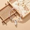 Natural Quartz Crystal Round Beaded Stretch Bracelet with Bullet Charms BJEW-JB09018-03-2