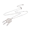 Non-Tarnish Woven Net/Web with Feather 201 Stainless Steel Boho Pendant Necklaces for Women NJEW-G087-04P-3