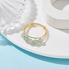 Natural Round Green Aventurine Beaded Finger Rings RJEW-TA00118-04-2