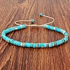 Dyed Synthetic Imperial Jasper Heishi Beads Adjustable Braided Bracelets for Men Women BX7041-1-1