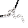 Natural Pearl Pendant Necklace with Glass Beaded Chains NJEW-M201-01B-3
