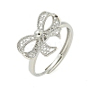 Bowknot Brass Adjustable Rings for Women RJEW-M016-09P-2