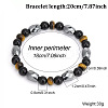 European Synthetic Non-magnetic Hematite & Natural Obsidian & Lava Rock & Tiger Eye Beaded Stretch Bracelets for Men XR3727-5-1