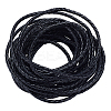 Diameter 3mm Black Round Folded Bolo Genuine Braided Leather Cords for Necklace Bracelet Jewelry Making WL-PH0002-01A-1