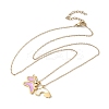 304 Stainless Steel Pearl Pink Enamel & Natural White Shell Pendant Unicorn Rainbow Pendant Necklaces for Women NJEW-M101-02G-2