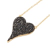 Brass Micro Pave Cubic Zirconia Heart Pendant Necklaces NJEW-Z003-01B-1