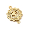 Brass Micro Pave Clear Cubic Zirconia Flower Connector Charms KK-I360-008G-01-2