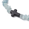 Natural Aquamarine Chips Stretch Bracelets for Women Men BJEW-JB11341-05-3