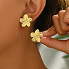 Stylish 201 Stainless Steel Striped Flower Stud Earrings CN5900-2-3