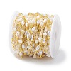 Brass Glass Bead Link Chains with ABS Imitation Pearl Beads CHS-P016-39G-04-3