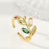 Brass Micro Pave Cubic Zirconia Cuff Rings for Women RJEW-S400-05G-1
