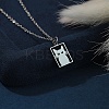 304 Stainless Steel Laser Cut Rectangle with Cat Shape Pendant Necklaces FS-WGDBF09-02-3