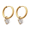 304 Stainless Steel Micro Pave Cubic Zirconia Hoop Earrings Ion Plating(IP) LS-STAS-R004-03G-02-4