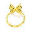 Butterfly Brass Micro Pave Clear Cubic Zirconia Open Cuff Ring for Women RJEW-U003-13G-3