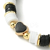2Pcs 2 Color Polymer Clay Disc Heishi Surfer Stretch Bracelets Set BJEW-JB09790-4