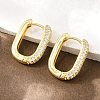 Rectangle Brass Micro Pave Clear Cubic Zirconia Hoop Earrings EJEW-D348-11G-4