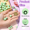 1 Set 26Pcs Green Round with Letter Silicone Beads ST-CJ0041-014-2