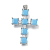 Brass Micro Pave Light Sky Blue Cubic Zirconia Pendants CU-CBAEEA8-20P-1