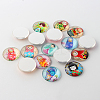 Russian Girl Doll Printed Glass Cabochons GGLA-A002-12mm-JJ-2