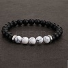 8MM Natural Howlite and Frosted Black Round Beaded Stretch for Men DZ7575-6-1