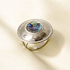 304 Stainless Steel with Natural Shell Cuff Open Rings for Women YC3221-2-1