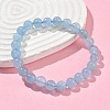 Natural Aquamarine Round Bead Stretch Bracelets for Men Women BJEW-U034-01C-04-3