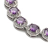 Flat Round Glass Link Chain Bracelets BJEW-H604-02P-07-2