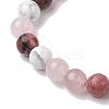 8.5mm Round Natural Rhodonite & Howlite & Strawberry Quartz & Rose Quartz  Bead Stretch Bracelets for Women BJEW-JB10944-06-2