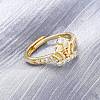 Brass Micro Pave Clear Cubic Zirconia Cuff Rings for Women RJEW-U047-37A-G-1