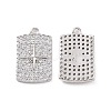 Brass Micro Pave Clear Cubic Zirconia Pendants KK-E068-VC470-1