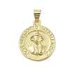 Flat Round Real 18K Gold Plated Rack Plating Brass Pendants KK-Z074-19G-03-1
