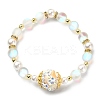 Synthetic Moonstone & Hematite & Plastic Imitation Pearl Beaded Stretch Bracelet BJEW-JB09504-2