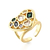Brass Micro Pave Cubic Zirconia Cuff Rings RJEW-C134-02G-4