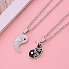 Alloy Enamel Black and White Yin-yang Gragon Split Pendant Necklaces for Friends Couple WG224AC-01-3