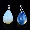Opalite Stone Pendants with Platinum Plated Iron Findings G-R252-08-2