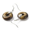 Natural Tiger Eye Donut Dangle Earrings EJEW-G300-01P-02-3