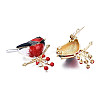 Bird with Branch Enamel Pin with Crystal Rhinestone JEWB-N007-147-3