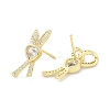 Rack Plating Brass Micro Pave Clear Cubic Zirconia Stud Earrings EJEW-M260-18G-2
