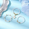 3Pcs 3 Styles Natural Rose Quartz Beaded Stretch Rings Set RJEW-JR00647-02-2