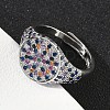 Brass Micro Pave Cubic Zirconia Cuff Rings for Women RJEW-A069-13P-5