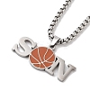 202 Stainless Steel Enamel Box Chain Sport Ball Pendant Necklaces for Men LS-NJEW-K380-01B-04-1