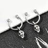 Skull 316 Surgical Stainless Steel Dangle Half Hoop Earrings for Women EJEW-G416-48AS-1