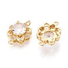 Brass Pave Clear Cubic Zirconia Connector Charms KK-N284-20G-2