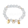 Cat & Bell & Heart Brass Charm Bracelets BJEW-JB10484-01-1