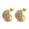 Brass Micro Pave Cubic Zirconia Stud Earrings EJEW-C066-11G-1