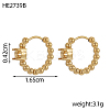 304 Stainless Steel Beaded Hoop Earring Settings STAS-OY011-99G-2