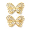 Rack Plating Brass Cubic Zirconia Butterfly Connector Charms KK-C084-31A-G01-1