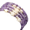 5Pcs 5 Style Natural Amethyst & Pearl & Shell Star Beaded Stretch Bracelets Set BJEW-JB09495-04-4