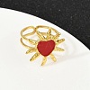Heart Sun 304 Stainless Steel Enamel Finger Rings for Women RJEW-G355-08G-02-3